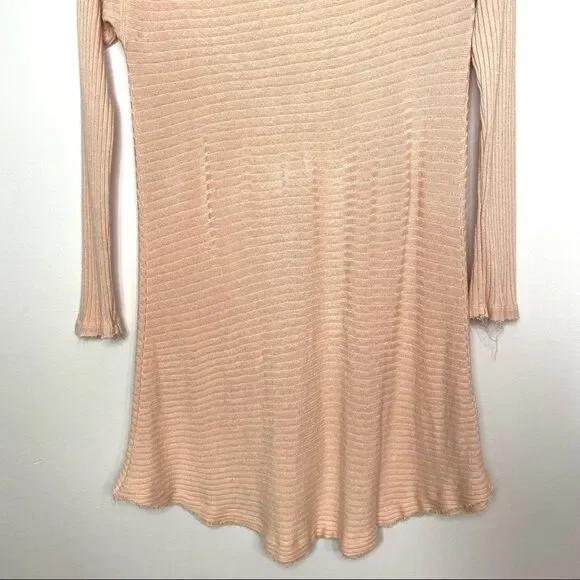 FREE PEOPLE We The Free Peach Pink Ribbed Mockneck Knit Sweater Dress - Size XS - Picture 3 of 7